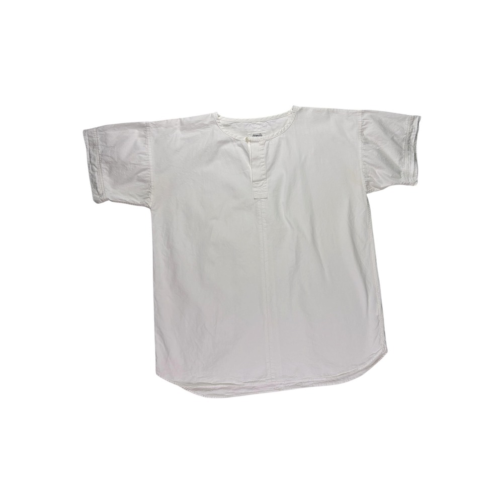 Chimala Cotton Henley Tunic Women XS White Made in Japan Boxy Utility Minimalist